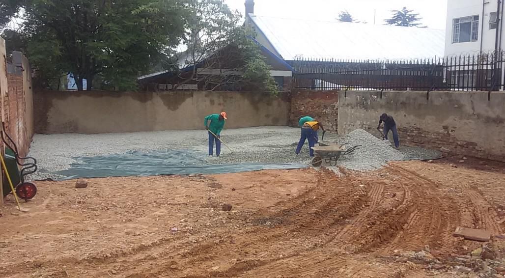 Parking lot under construction in Johannesburg